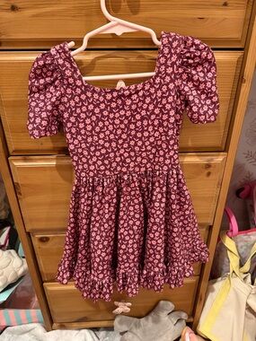 Girlhood Burgundy Floral Mod Twirl Dress